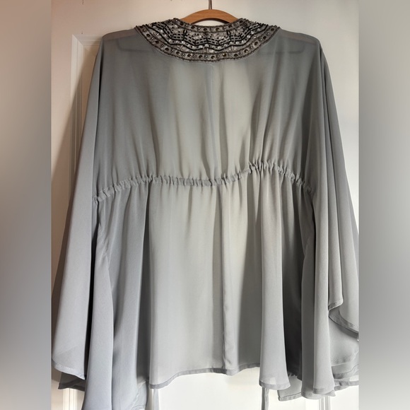 Gray Beaded Embroidery Swimsuit Coverup - Picture 2 of 4